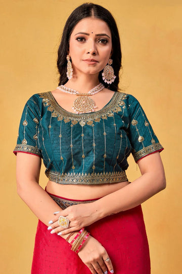 Hot Pink Silk Saree for Ceremonial