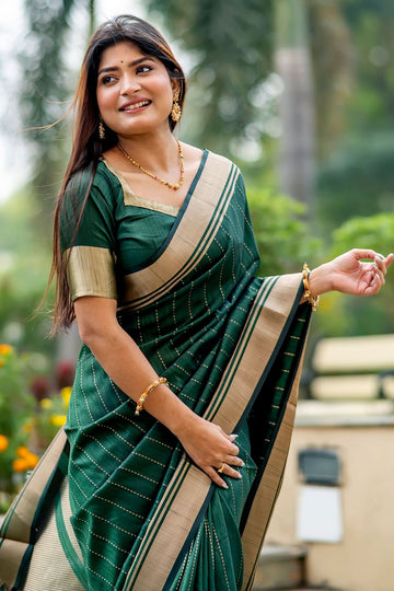 Green Raw Silk Zari Woven for Party