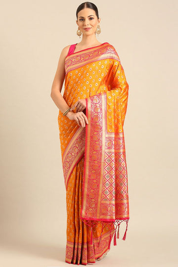 Golden Yellow Woven Banarasi Silk Saree