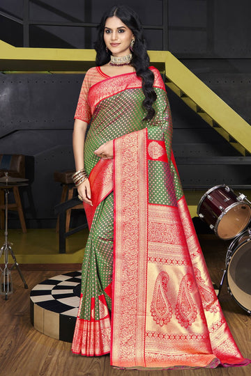 Azure Blue Silk Woven Work Saree