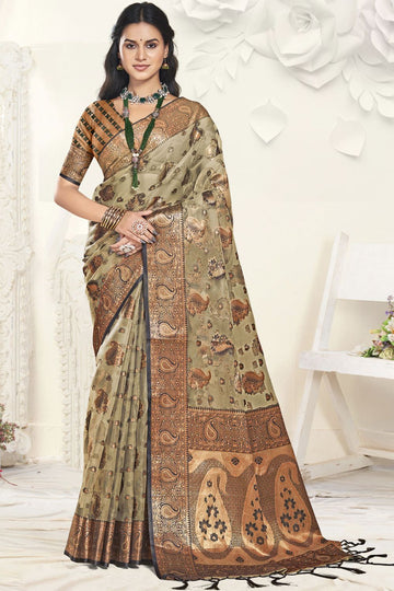 Grey Organza Party Wear Saree