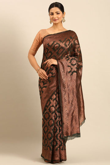 Pine Green Jacquard Work Cotton Saree