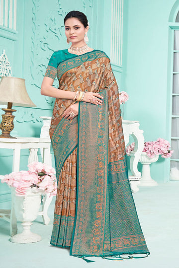 Rama Green Silk Zari Woven Saree