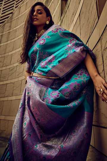 Morpich Zari Woven Satin Brasso Party Wear Saree