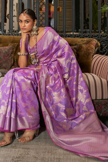 Magenta Pure Handloom Weaving Silk Party Wear Saree