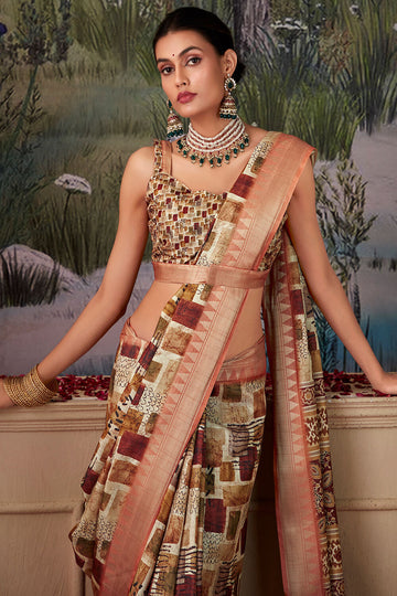 Multicolor Printed Handloom Tussar Silk Saree Saree