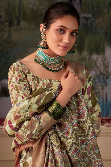 Multicolor Printed Handloom Tussar Silk Saree Saree