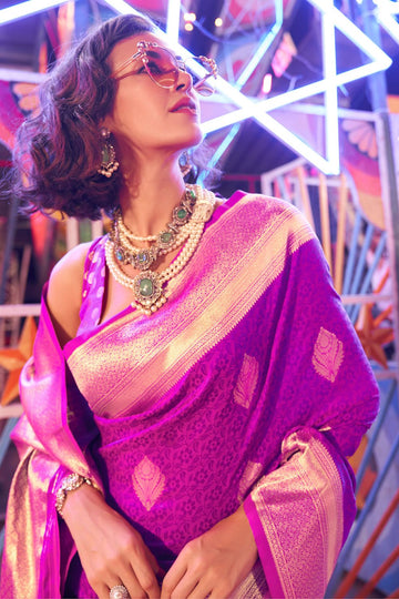 Magenta Handloom Weaving Silk Saree for Party