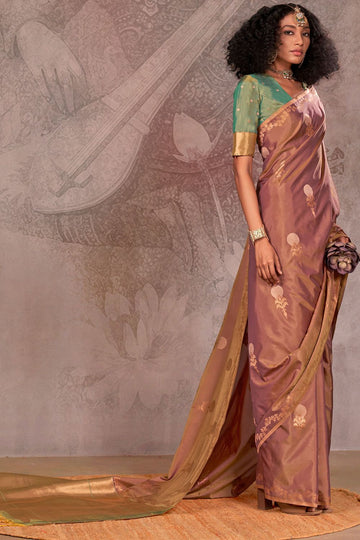 Rose Taupe Handloom Weaving Silk Saree