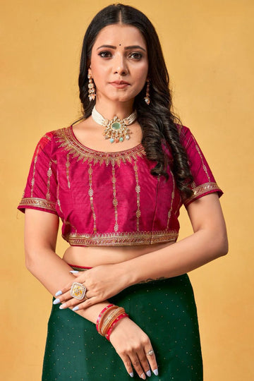 Bottle Green Silk Saree for Ceremonial