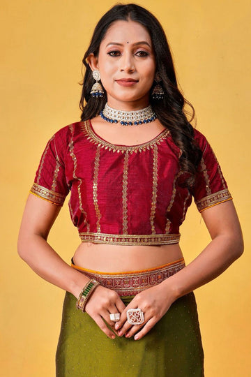 Lime Green Silk Saree for Ceremonial