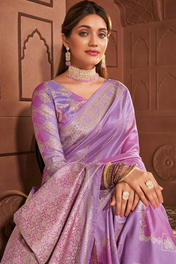Lavender Soft Silk Saree for Ceremonial