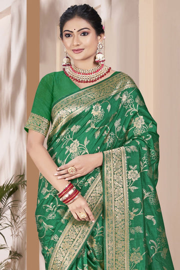 Green Weaving Work Silk Saree