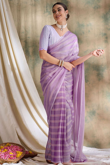 Lavender Art Silk Saree for Festival