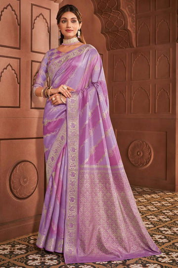 Lavender Soft Silk Saree for Ceremonial