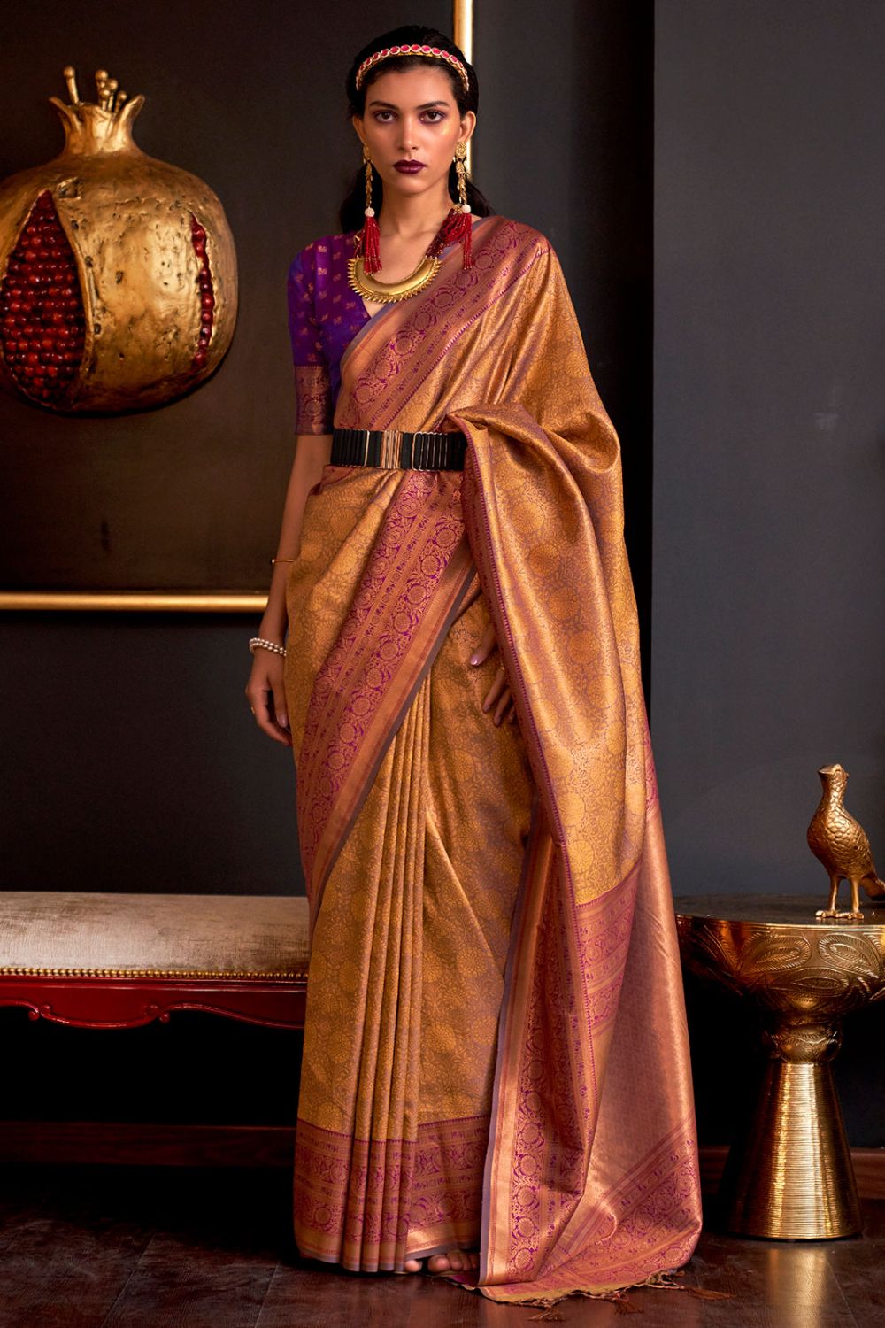 Mustard Yellow Handloom Zari Woven Saree for Festival