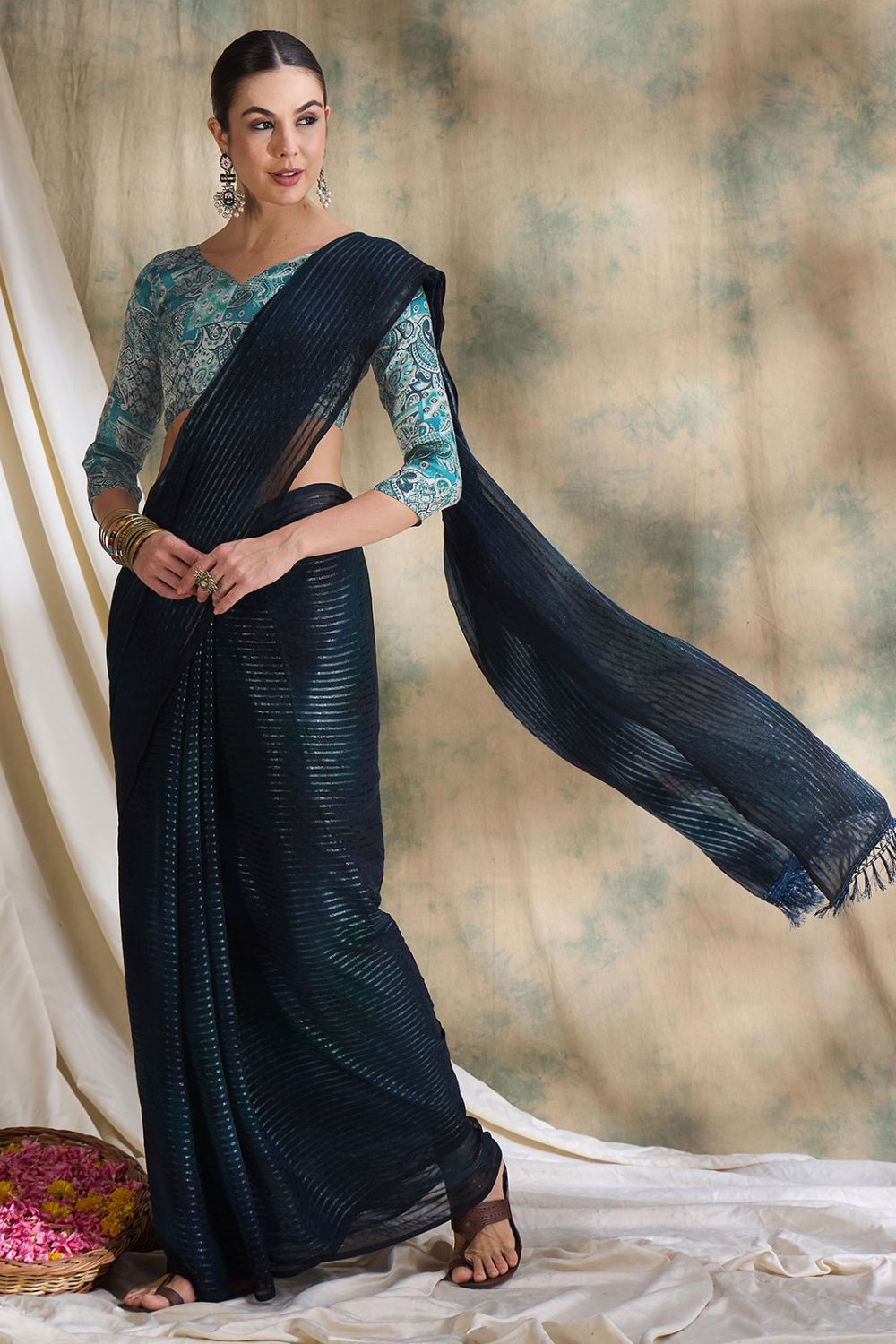 Navy Blue Party Wear Saree