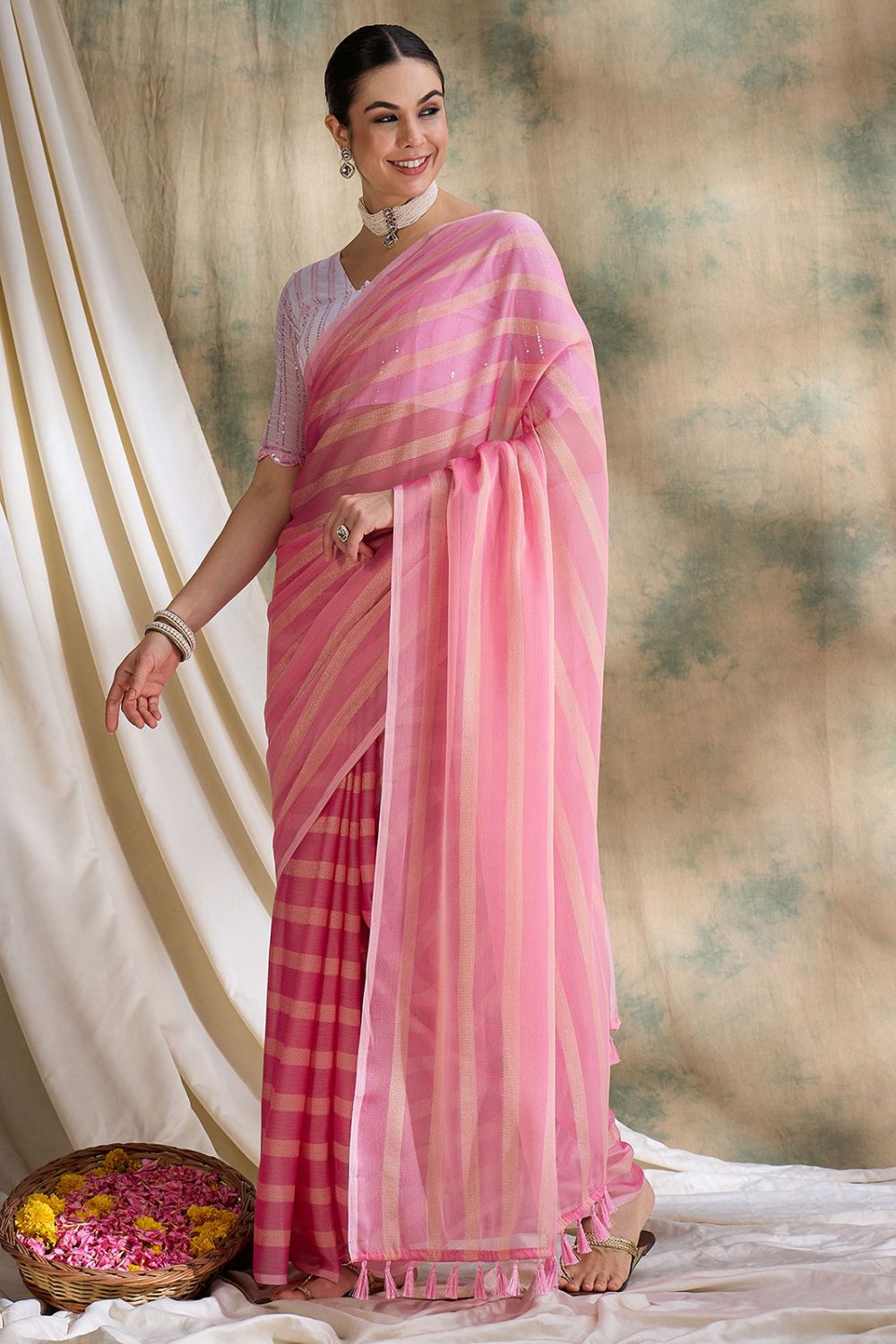 Pink Art Silk Saree for Festival
