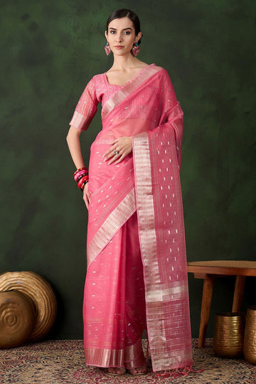 Pink Organza Saree for Party