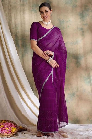 Purple Art Silk Saree for Festival