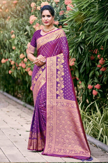 Purple Silk Zari Woven Saree