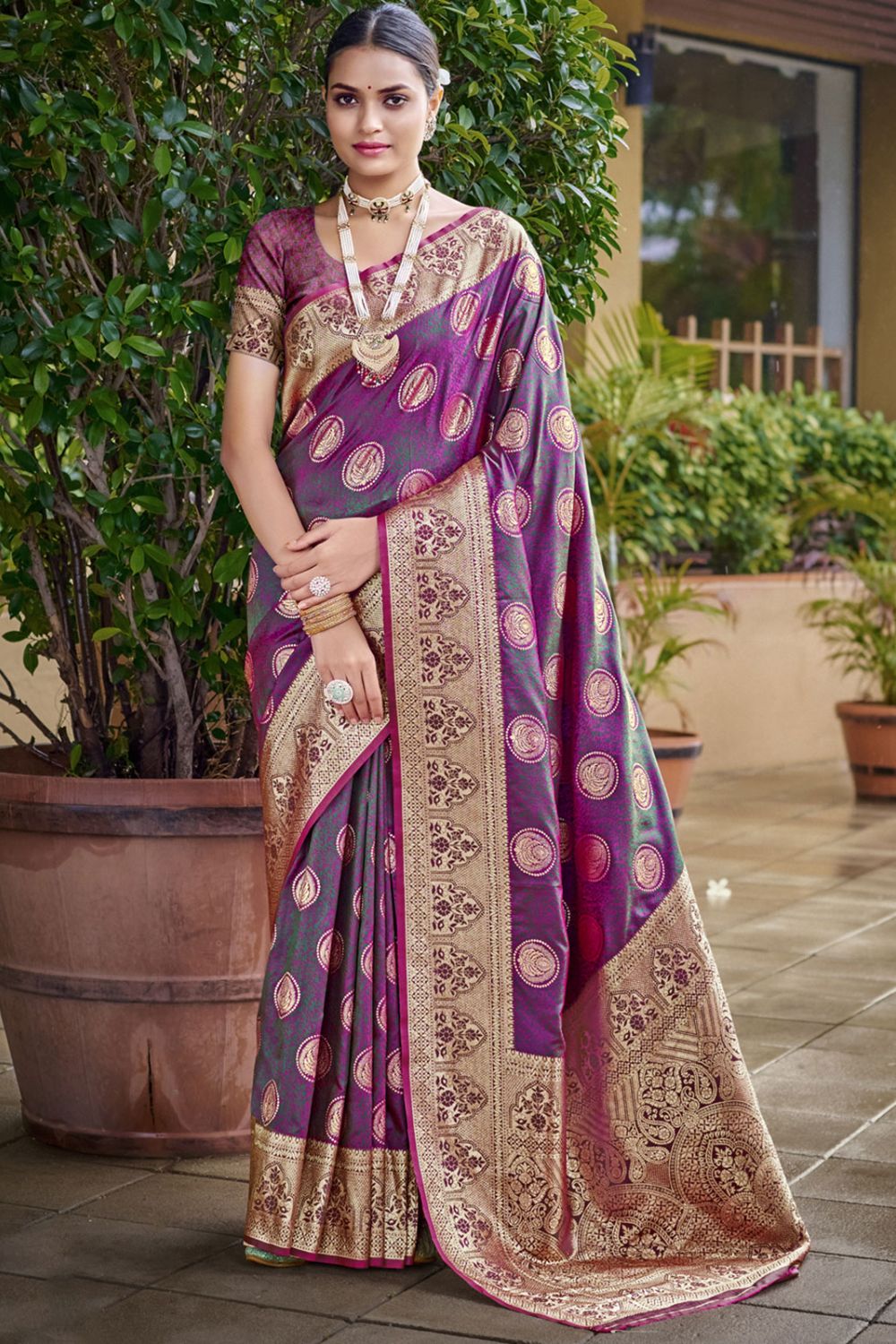 Purple Silk Zari Woven Saree