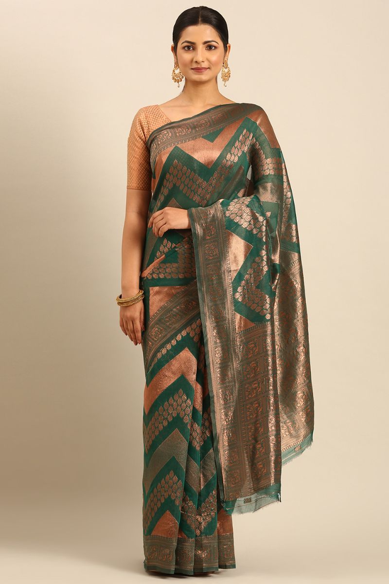 Rama Green Jacquard Work Cotton Saree