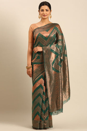 Rama Green Jacquard Work Cotton Saree